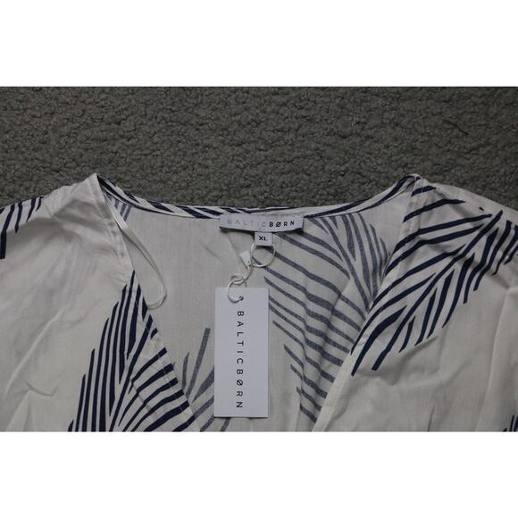 New Baltic Born Dress Womens XL Navy Leaf Print Corinth Maxi Slit - Picture 6 of 10